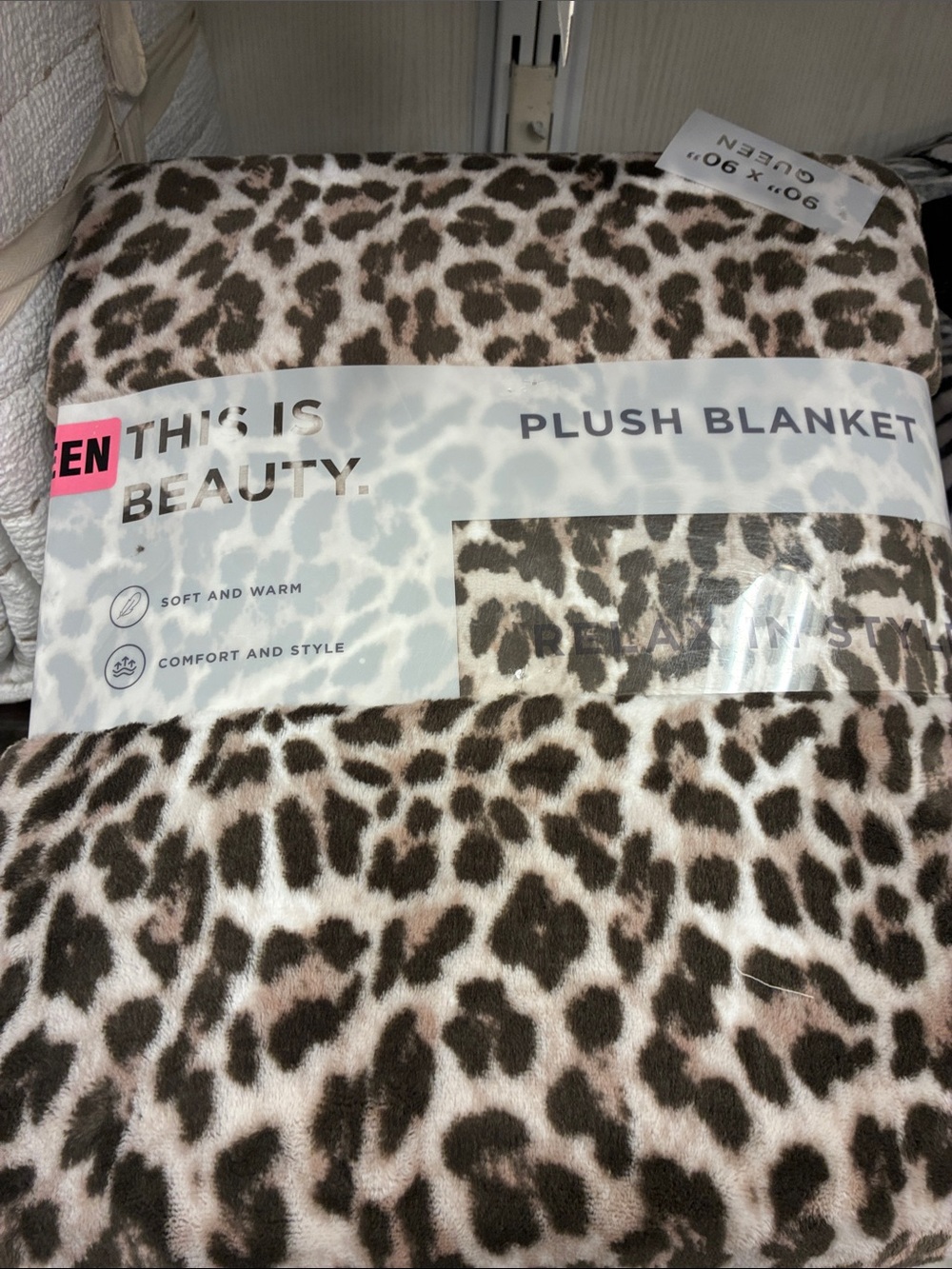 Plush Leopard Print Blanket - Brown/Cream